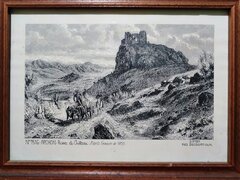 Gravura litografiata Apchon-Ruines du Chateau